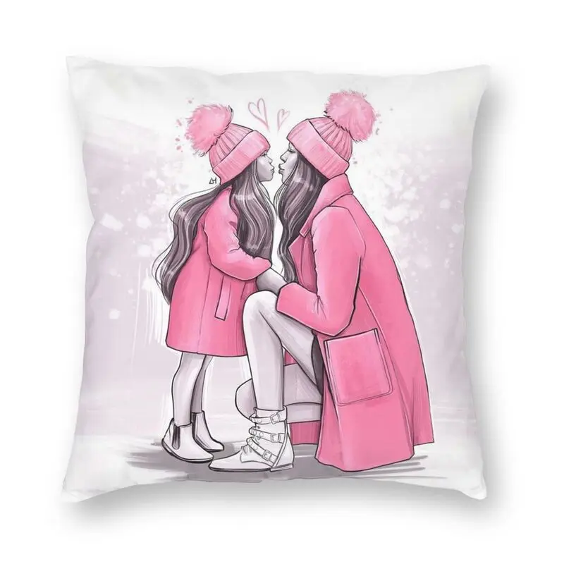 

Vogue Cute Cartoon Mother Love Pillow Case Home Decorative Super Mom and Baby Cushion Cover Throw Pillow for Sofa Double-sided