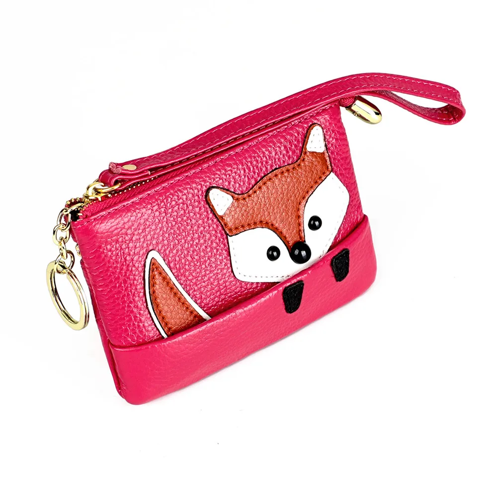 RETROGOO Fashion borsa da donna in vera pelle con portamonete Fox Design portafoglio piccolo per borsa da donna con cerniera borsa per soldi da