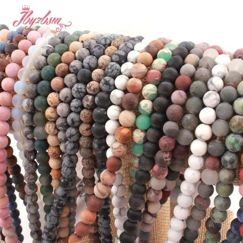 6mm Natural Hematite Sodalite Amazonite Frost Round Stone Beads For DIY Jewelry Making Christmas Necklace Bracelet Strand 15\