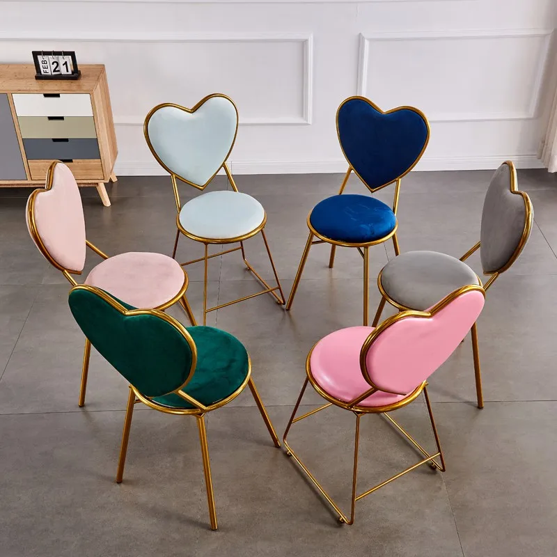 Chair Ins Make-up Chair Bedroom Back-chair Simple Dining Chair Heart Shaped Bedroom Nail Princess Dressing Stool Bedroom ZM1103