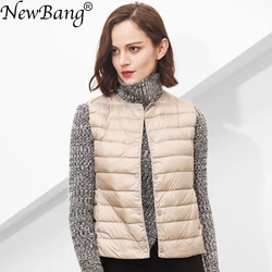 NewBang Matt Fabric Women's Warm Vests Ultra Light Down Vest Women Waistcoat Portable Warm Sleeveless Winter Liner