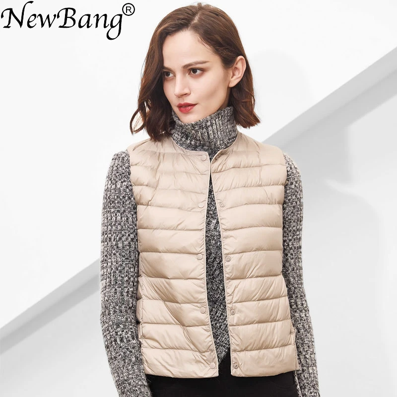 NewBang Matt Fabric damskie ciepłe kamizelki ultralekkie puchowe kamizelki damskie kamizelki przenośne ciepłe zimowe wkładki bez rękawów