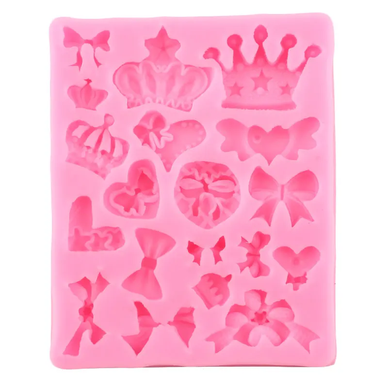 Cartoon Crown Bows Silicone Mold DIY Party Cupcake Topper Fondant Cake Decorating Tools Candy Polymer Clay Chocolate Moulds