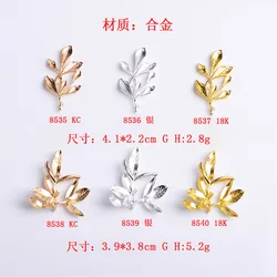 50pcs 22*41/38*39mm Gold/KC Gold color Big Leaf Branch Charm For wedding hair Jewelry Findings for DIY Handmade Jewelry Making
