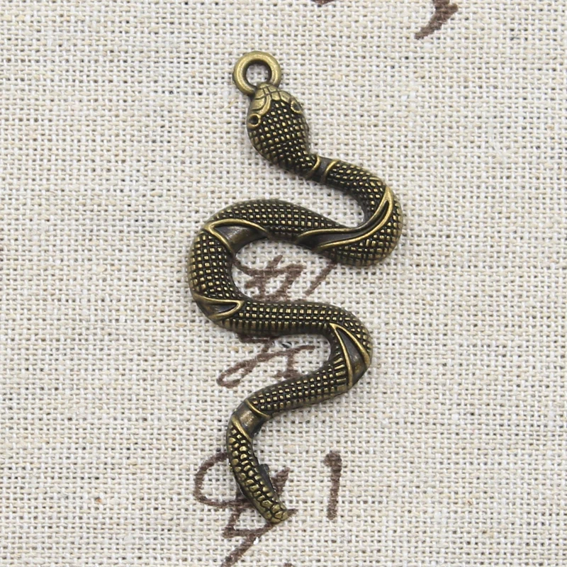 4pcs Charms Snake Cobra 53x23mm Antique Making Pendant fit,Vintage Tibetan Bronze Silver Color,DIY Handmade Jewelry