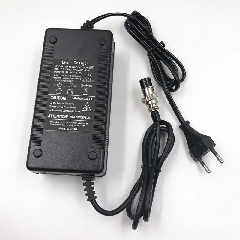 WITECISH Lithium battery charger for scooter, 54.6 v charger, 3a, 54.6 v, 48v lithium battery pack, m16 plug, 54.6v3a charger