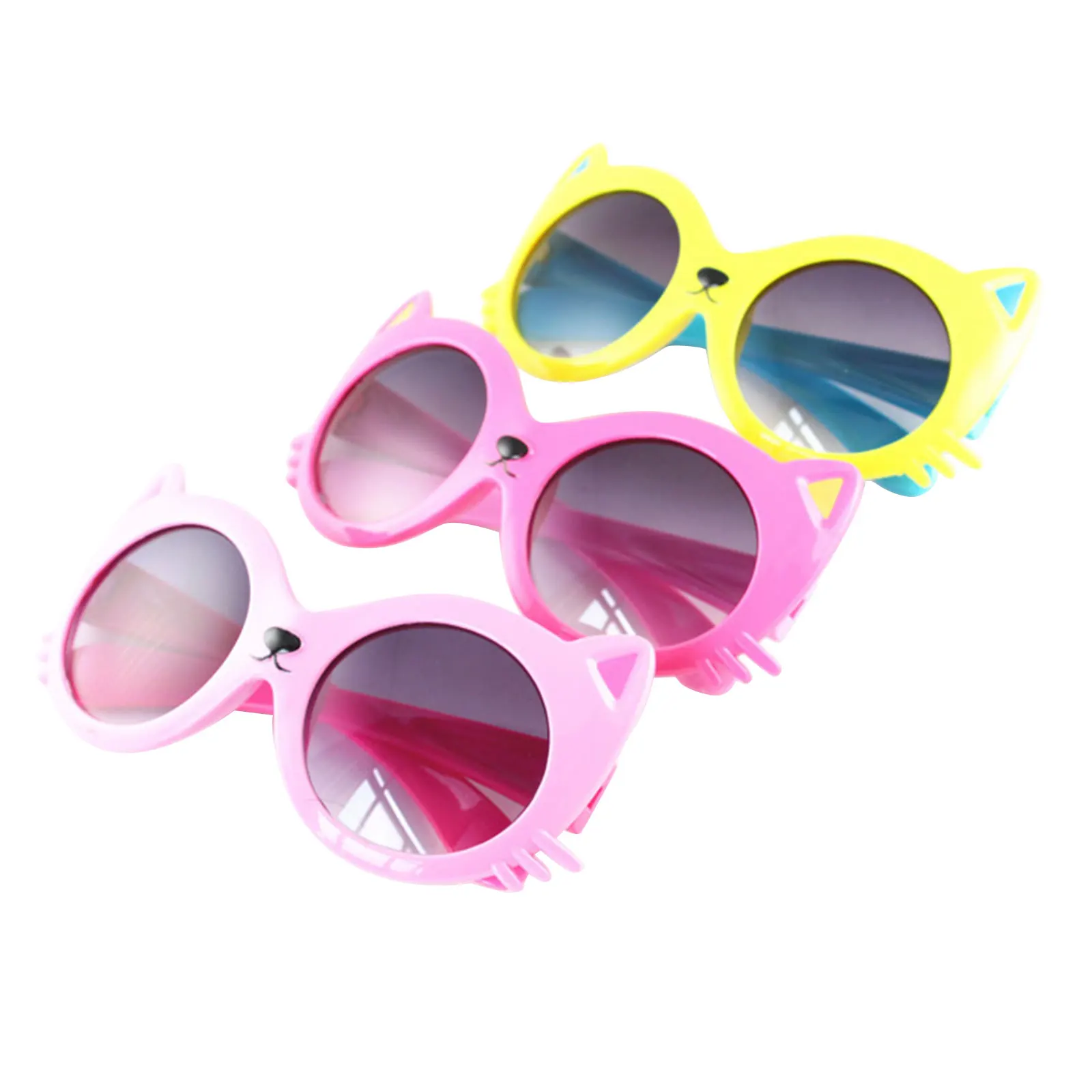 Kid Sunglasses Cat Shape with Bright Color Block Animal Cartoon Eyewear Tool For Fashion Girls / Boys 12 Colors