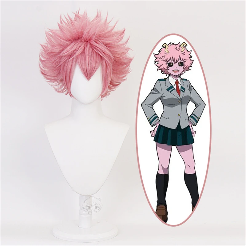 My Hero Academia Cosplay Wig Ashido Mina Pinky Costume Boku no Hero Academia Halloween Party Midoriya Friend Pink Hair Wigs