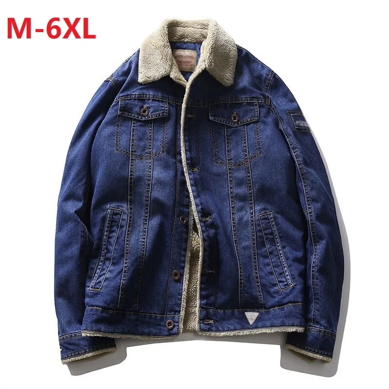 2022winter Warm Fleece Denim Jackets Mens Casual Pilot Bomber Jacket Cowboy Coat Male Wool Liner Fur Thick Jean Outwear Outfit6x