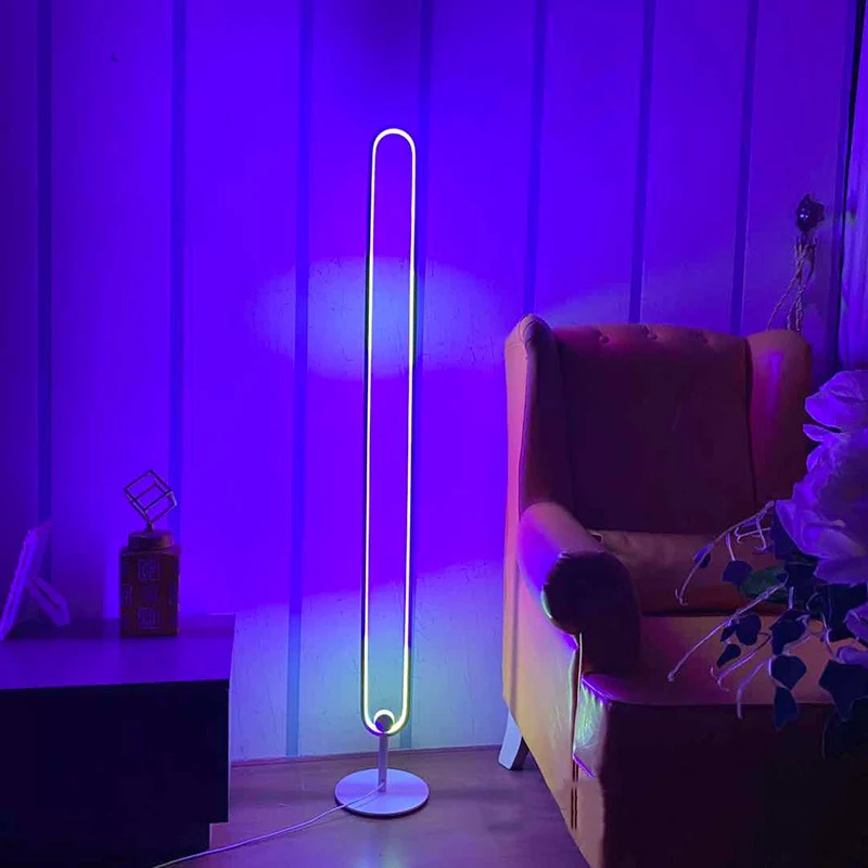 Modern Rgb Corner Floor Lamp Nordic Colorful Floor Lamps for Living Room Decor Indoor Bedroom Minimalist Atmosphere Remote Lamps