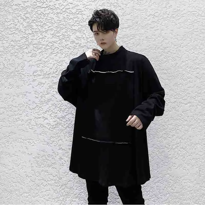 

Hair style fashionable men's loose design sense dark Department fashion label cloth men's autumn long sleeve sweater minority to