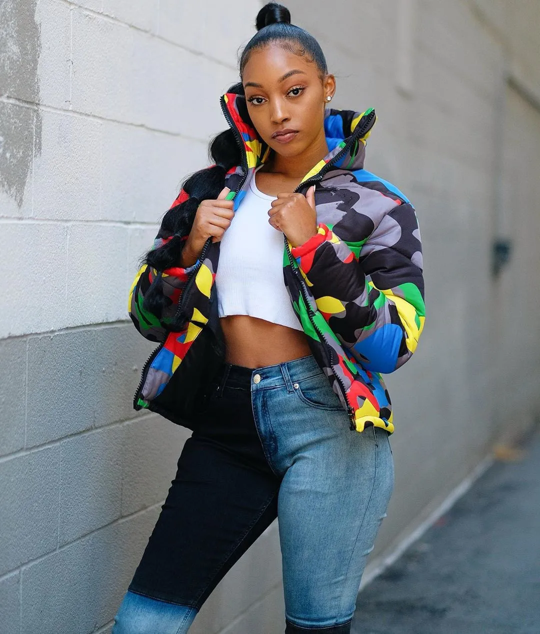 S-4XL Camouflage Print Winter Wear Bubble Coat Female Cropped Puffer Down Jacket Parka Outerwear