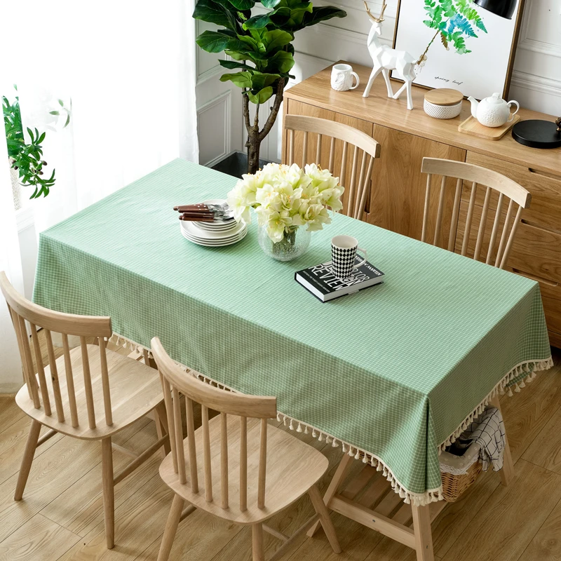 1pc Japanese Style Cotton Linen Household Tablecloth Coffee Table Desk Rectangular Fashion Tassel Design Table Cloth Cover Cloth