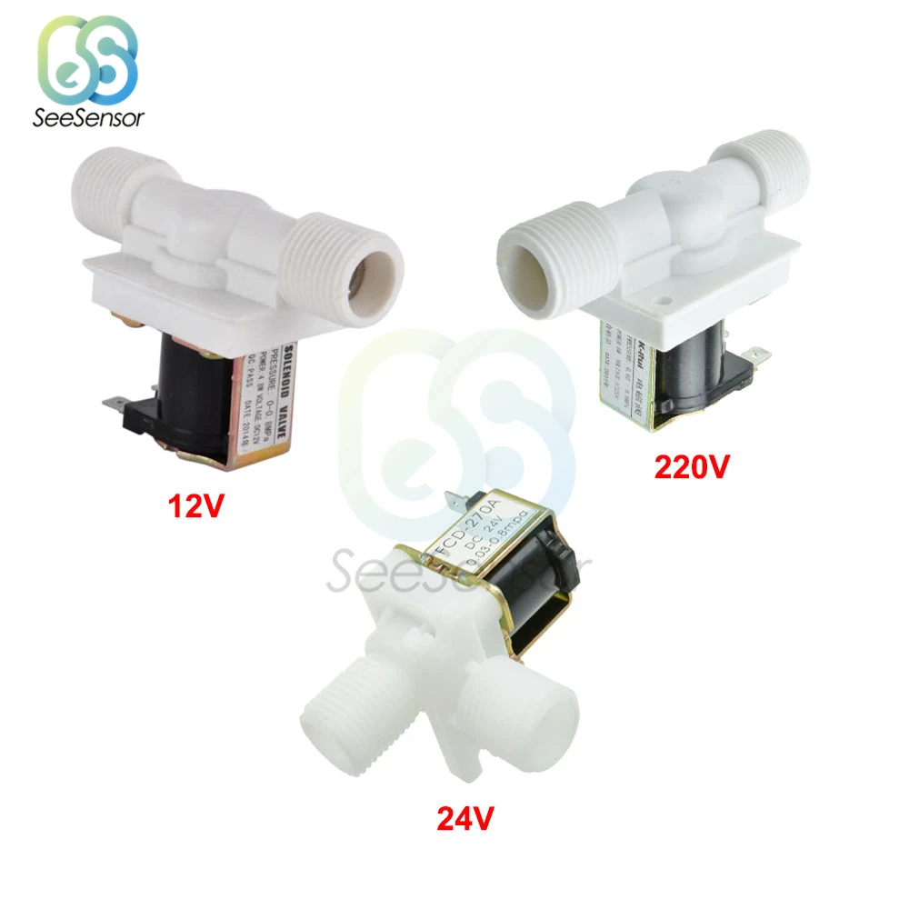 

1/2" Plastic Solenoid Valve Switch 12V 24V 220V Magnetic Washing Machine Dispenser Drinking Water Pneumatic Pressure Controller