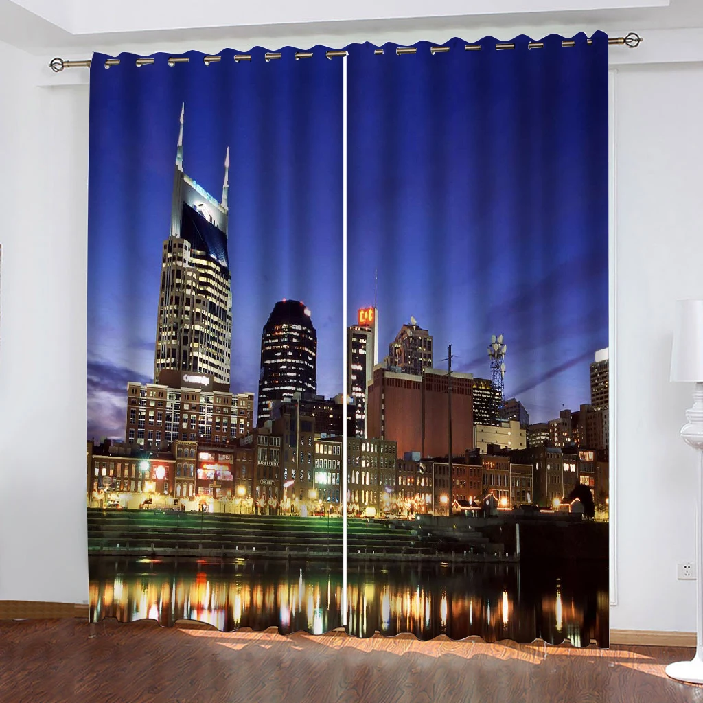 

City night scene Curtain Luxury 3D Window Curtain For Living Room 3D Curtains For Living Room office Bedroom