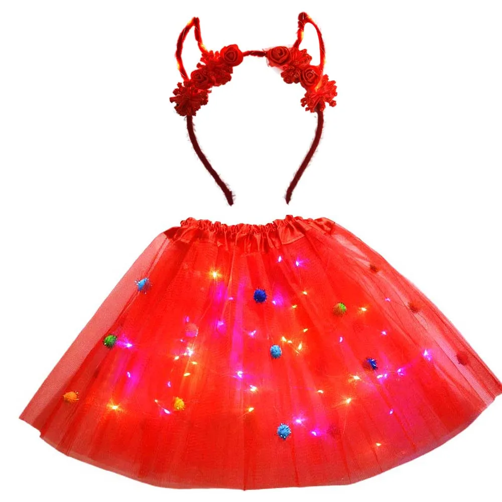 

Glow Light Adult Girl Princess Ball Tutu Skirt Clothing Party Headband Cat Fox Anime Costume Devil Fancy Dress Wedding Festival