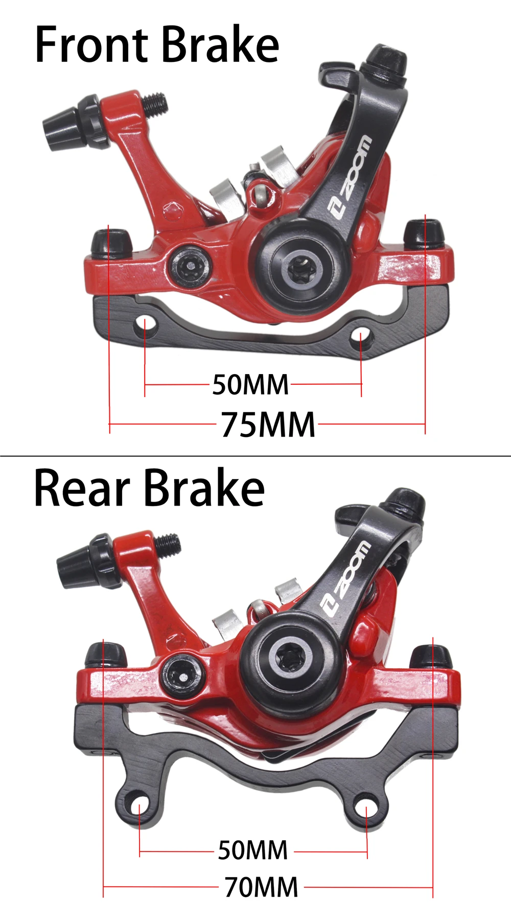 ZOOM Aluminum Alloy MTB bicycle Disc Brake Mountain Road MTB Bike Mechanical Caliper Disc Brakes Cycling Double Brake