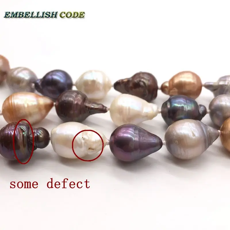 Normal Size Baroque Necklace Tissue Nucleated Flame Ball Pear Shape White Blue Gray Yellow Brown Color Natural Freshwater Pearls