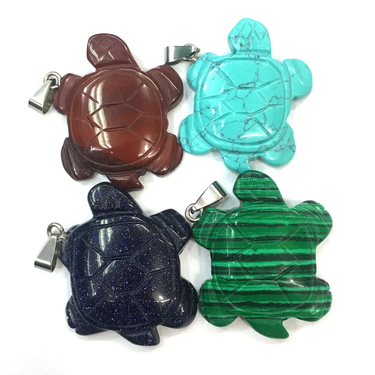 

Natural Stone Agates Crystal Pendant Turtle Shape Tiger Eye Jades Charms for Jewelry Making DIY Necklace Accessory Size 35x40mm