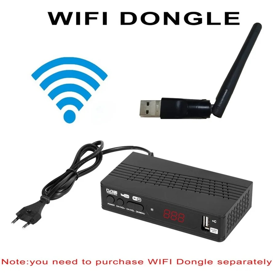 HD TV Tuner DVB T2 USB2.0 TV Box HDMI 1080P DVB-T2 Tuner Receiver Satelit Dekoder Bawaan Manual Rusia untuk Adaptor Monitor