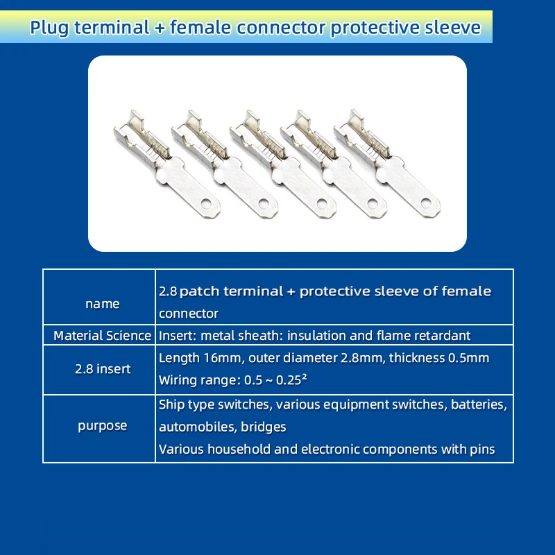 20Pcs 2.8mm Female Male Spade Terminal Fdd1 Fdd2 250 Crimp Terminal Kit Crimp Terminal Set  Crimp Electric Conector Assortment