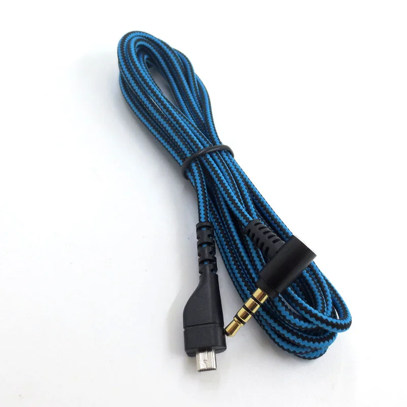 Suitable for Arctis 3 5 7 SteelSeries Ice Gaming Headphone Cable Blue and Black Striped Audio Line