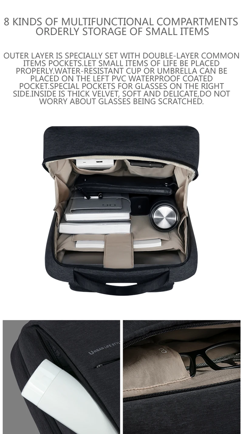 Xiaomi Rucksack Mi Minimalistischer Urbaner Lifestyle Polyester-Rucksack für Schule, Geschäft, Reisen Herrentasche mit Großer Kapazität – Detail 8
