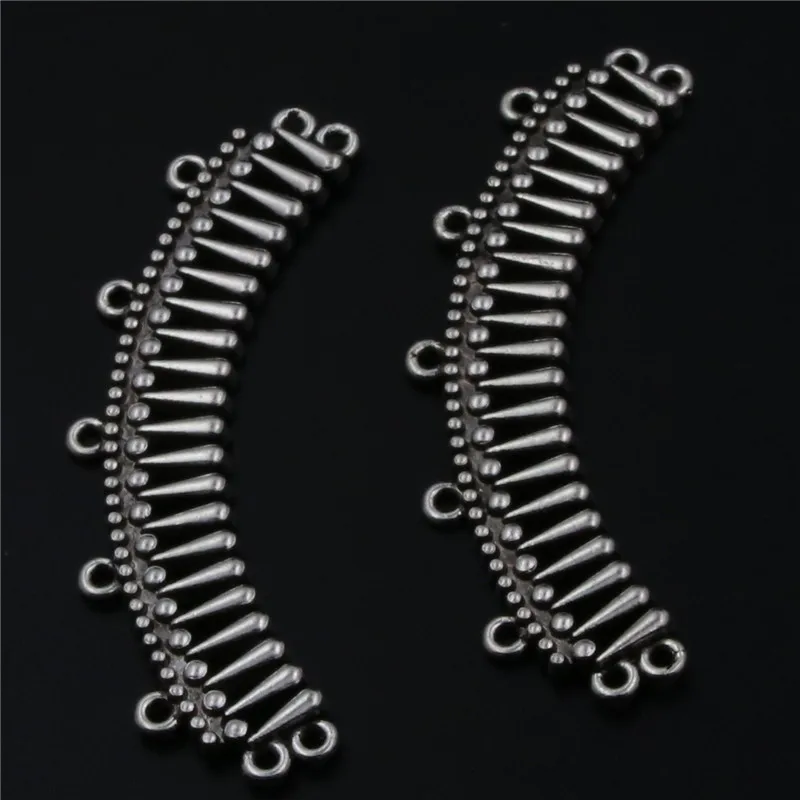 6pcs Silver Plated Meniscus Porous Connectors Retro Earrings Metal Accessories DIY Charms Jewelry Crafts Making 61*11mm A495