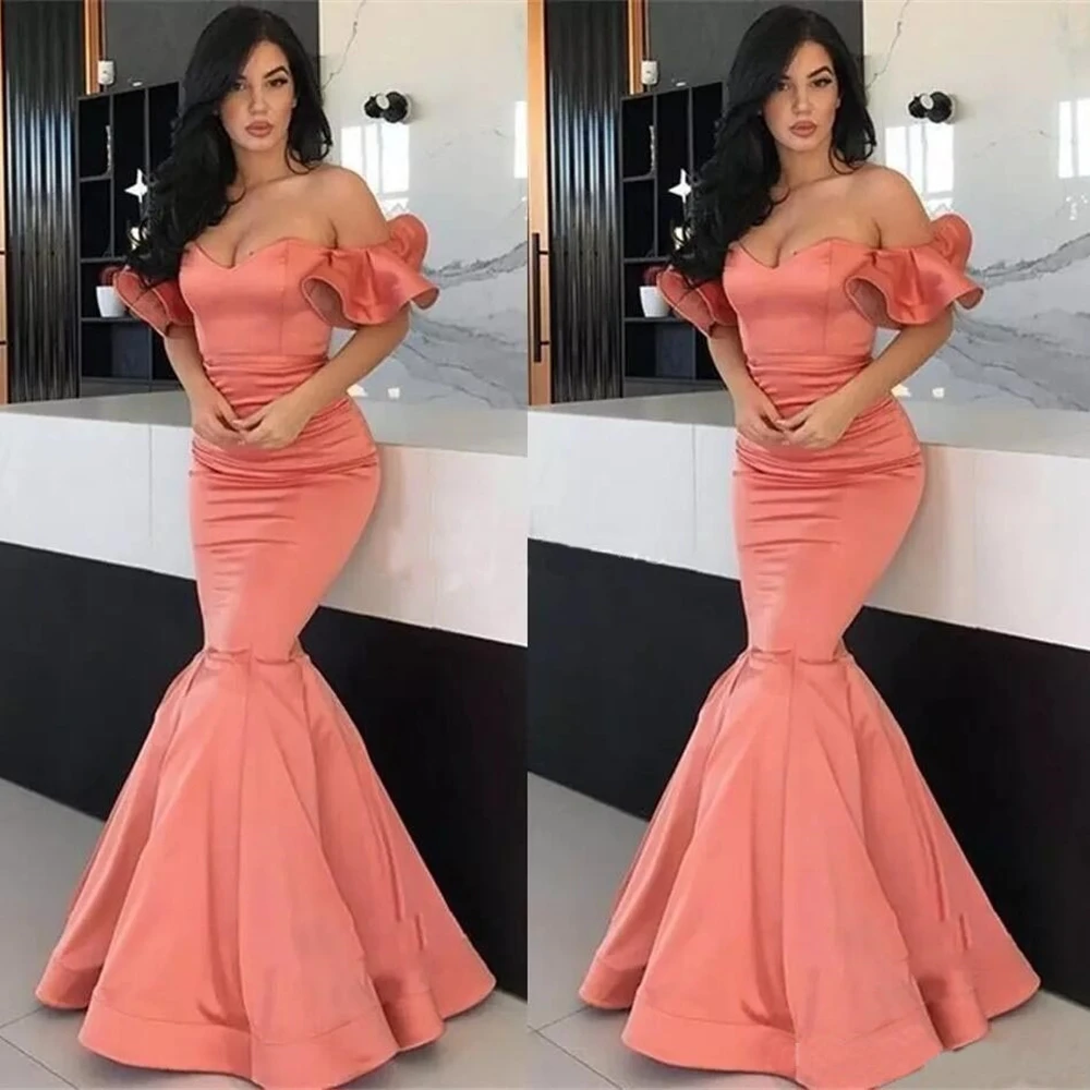 

Trumpet Sweetheart Mermaid Sleeveless NONE Train Floor-Length Custom Formal Dresses New Backless Prom Party Gown Satin