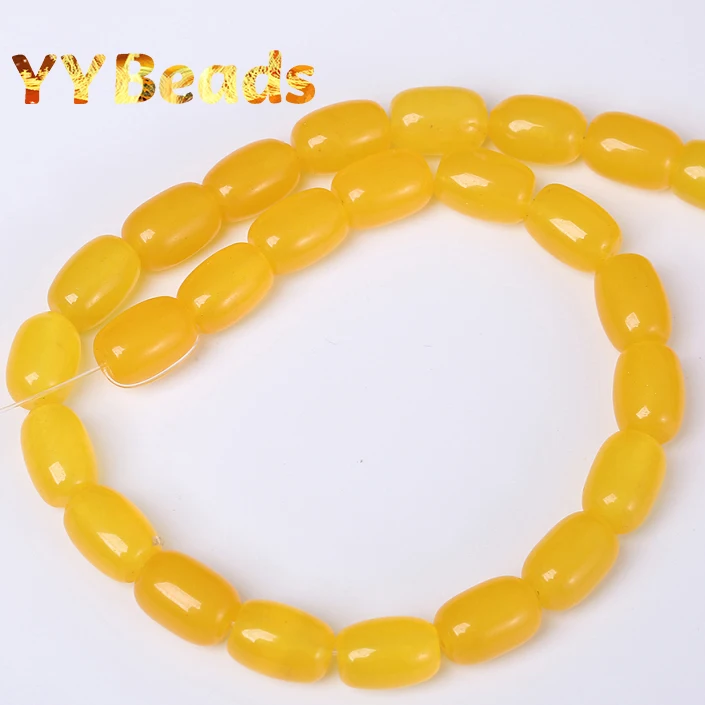 Natural Yellow Agates Drum Barrel Shape Beads Loose Spacer Charm Beads For Jewelry Making Bracelets Accessories 10x14mm 13x18mm