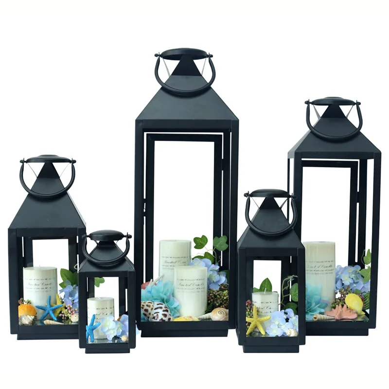 Outdoor Retro Candle Lantern Iron Wind Light Iron Candle Holder Wedding Windproof White Luxury Large Decoracion Hogar Moderno