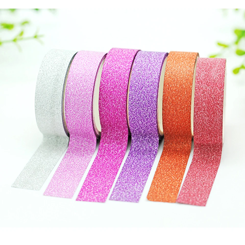 1Roll 3M Colorful Glitter Powder Tape 15mm Width Gold Flash Sticker Decoration for DIY