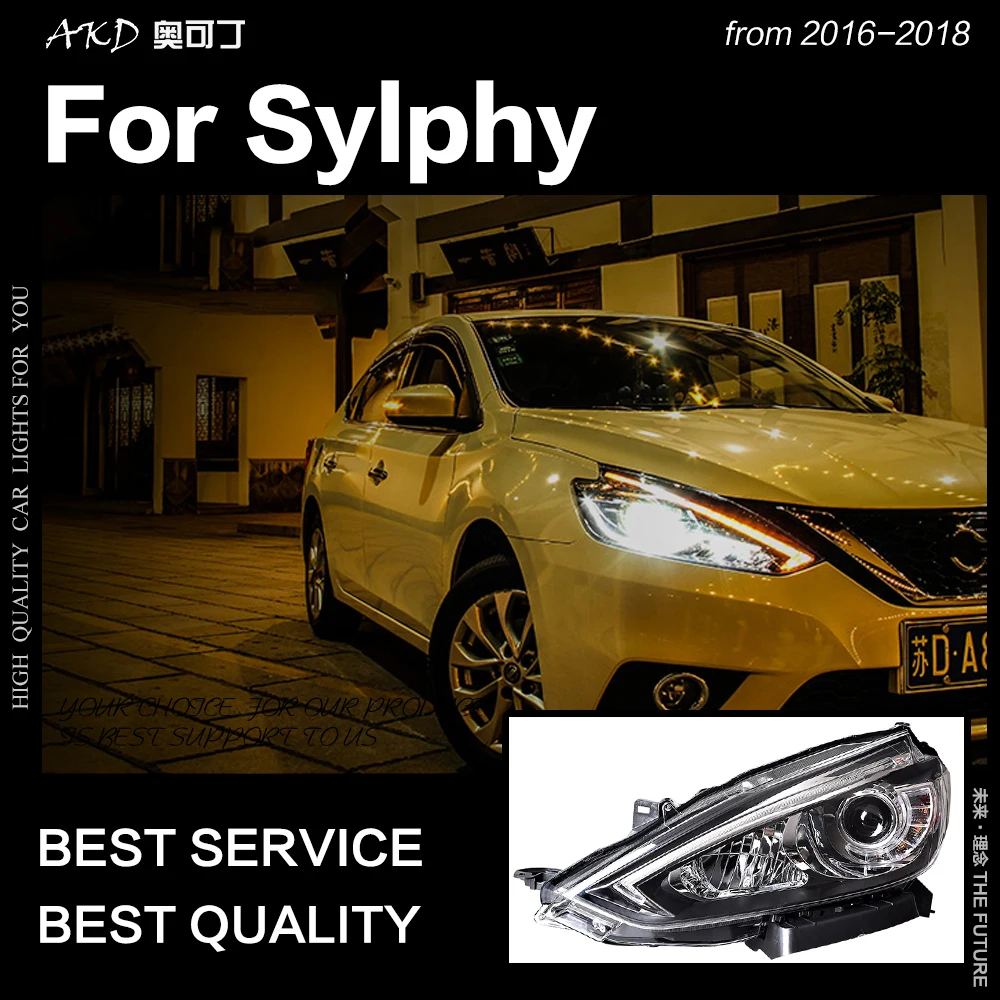 AKD Car Styling for Nissan Sylphy Sentra LED Headlight 2016-2018 New Design DRL Hid Option Head Lamp Angel Eye Beam Accessories