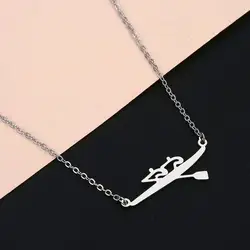 Todorova Stainless Steel Boat Necklace Paddle Ship Pendant Necklace For Women Men Sporty Jewelry Everyday Colier