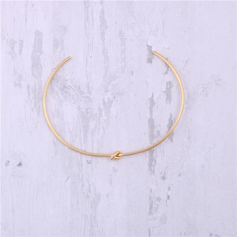 Joolim Jewelry Wholesale High End PVD Tarnish Free Simple Double Loop Knotted Opening Stainless Steel Bracelet for Women