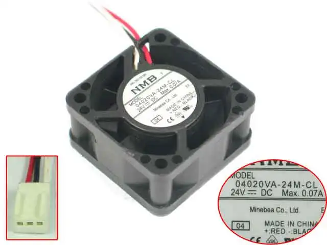 

NMB-MAT 04020VA-24M-CL 04 Server Cooling Fan DC 24V 0.07A 40x40x20mm 3-wire