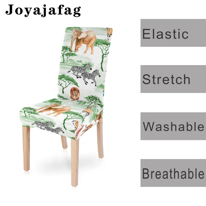 Elastic Anti-dirty Chair Cover Tropical Plants Animal Printing Stretch Seat Covers Washable For Hotel Kitchen Dining Room