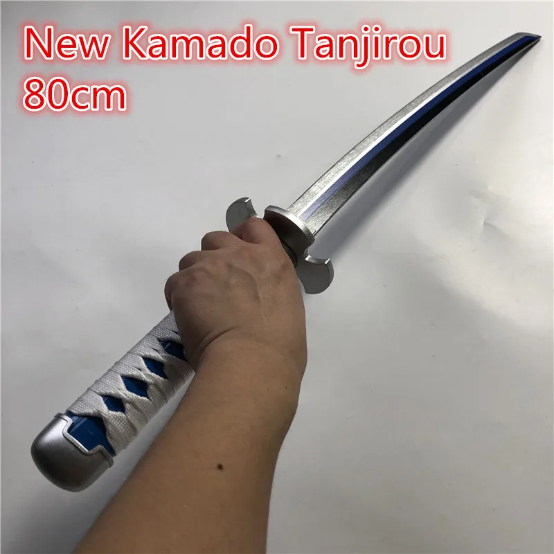  Cosplay Sword 1:1 Kamado Tanjirou Black Sowrd Anime  Ninja Knife Weapon Wood Prop Model Gift 80cm