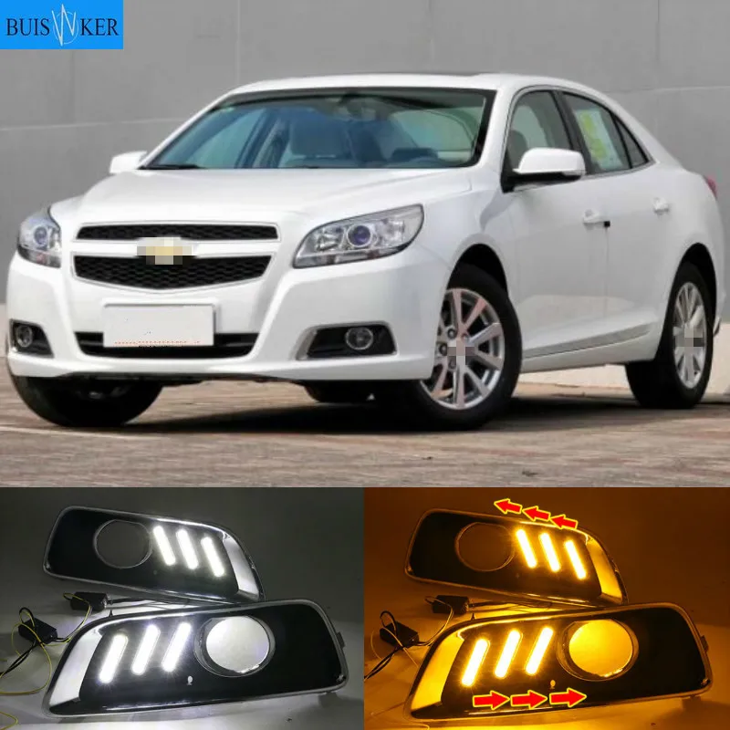 

2Pcs LED Daytime Running Lights DRL Fog Lamp for Chevrolet chevy Malibu 2011 2012 2013 2014 2015 With Yellow Signal