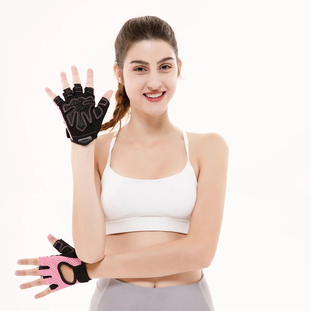 Half Finger Gym Gloves Women Strength Training Sports Riding Weight Lifting Bodybuilding Hiking Breathable Nonslip Gloves