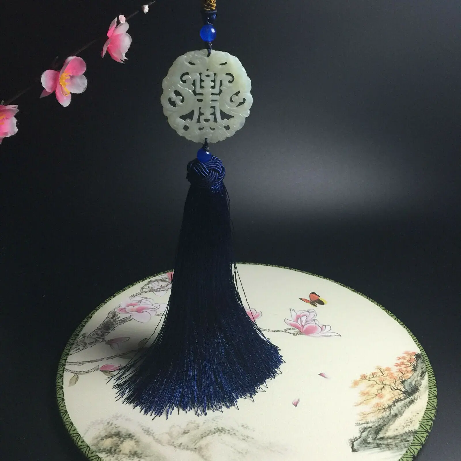 

China Jade Brand Tassels Hanging On The Waist Hanfu Placket Fan Pendant Car Decoration Amulet