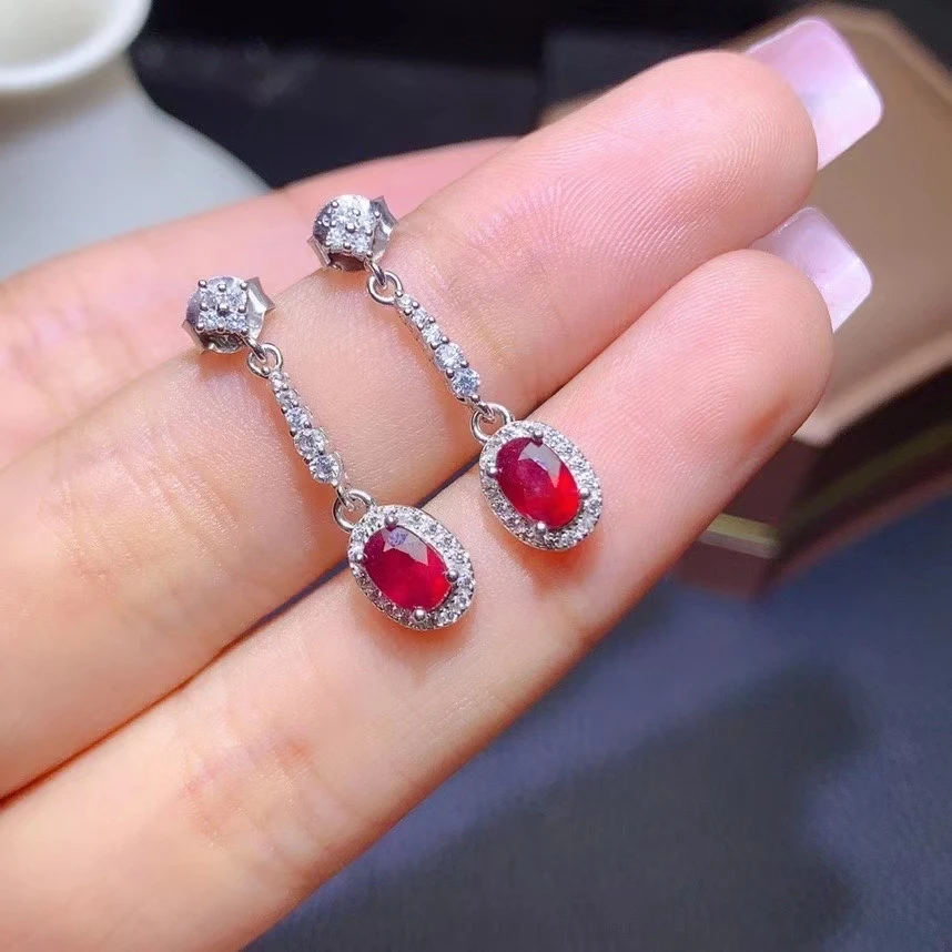 KJJEAXCMY fine jewelry 925 sterling silver inlaid natural ruby Women's exquisite popular lovely Gem Earrings stud support check
