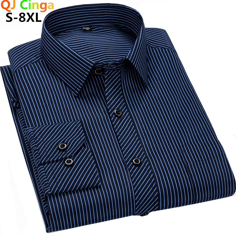 Cheap Business Men Stripe Shirt Brand Fashion 2024 Long Sleeve Shirt Men All Match Slim Striped Chemise Man Formal Wear Blouse