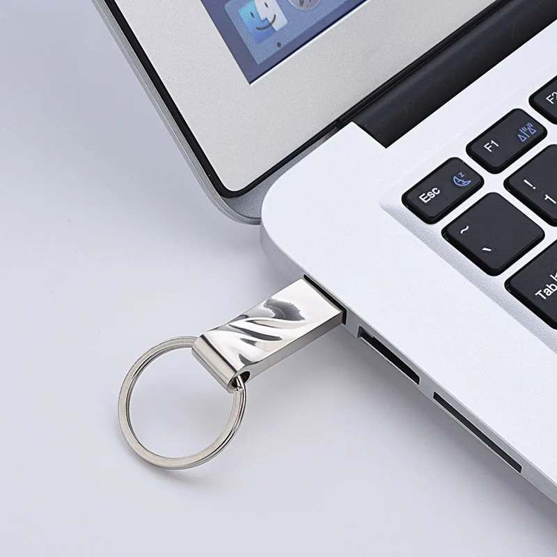 แฟลชไดรฟ์ USB Key Chain ไดรฟ์ปากกา16GB 32GB 64GB 128GB 256GB Pendrives ความเร็วสูง USB 2.0 Memory Stick เงิน