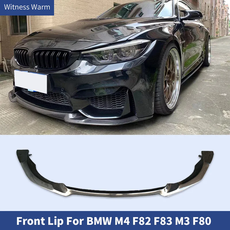 For BMW F80 M3 F82 F83 M4 2014 - UP Sedan Coupe Convertible Front Bumper Lip Spoiler Splitters Chin Guard CS Style Carbon Fiber