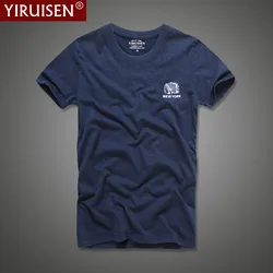 Top Quality 100% Cotton Indian Embroidery T shirt Men Short Sleeve Summer T-Shirt Fashion Clothing YiRuiSen Brand Tshirt Homme