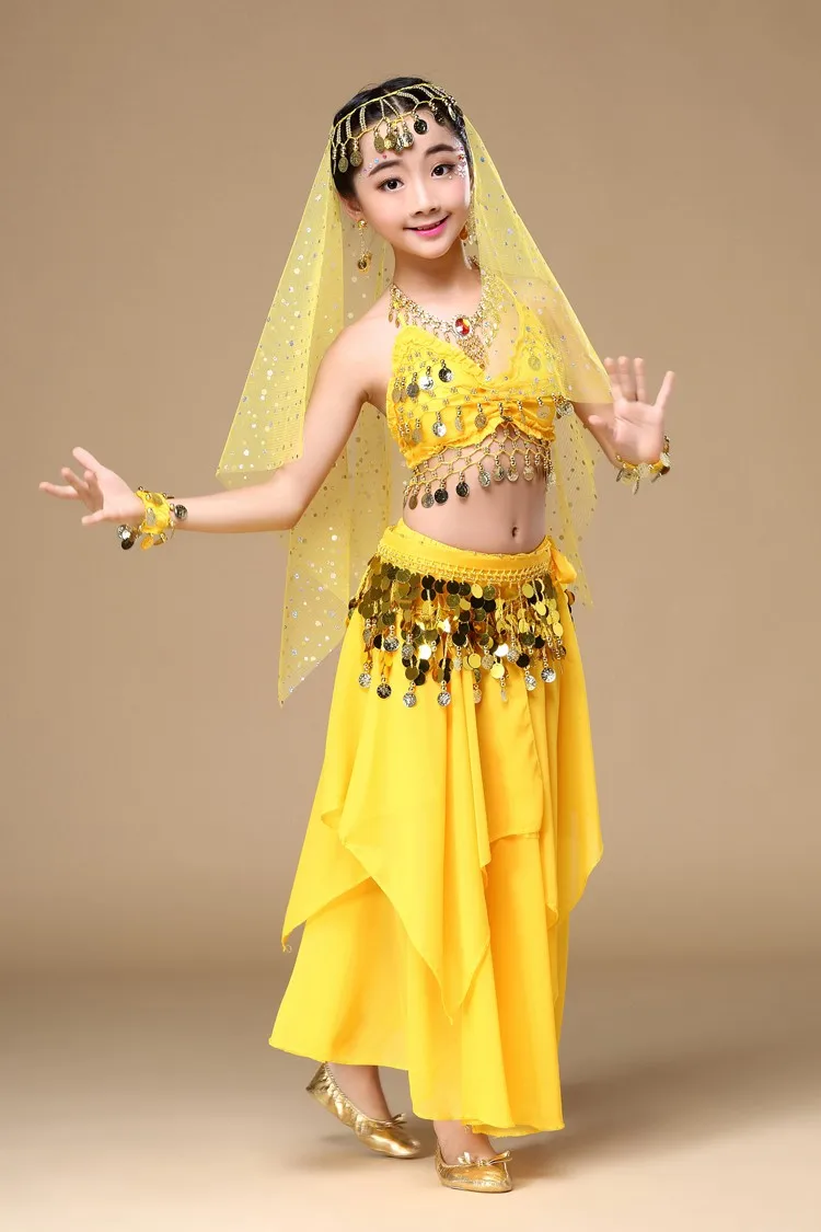 Bauchtanz-Kostüme für Kinder, orientalische Tanzkostüme, Bauchtanz-Set für Mädchen, ägyptisches Bollywood, indische Kinder-Bauchtanzkleidung