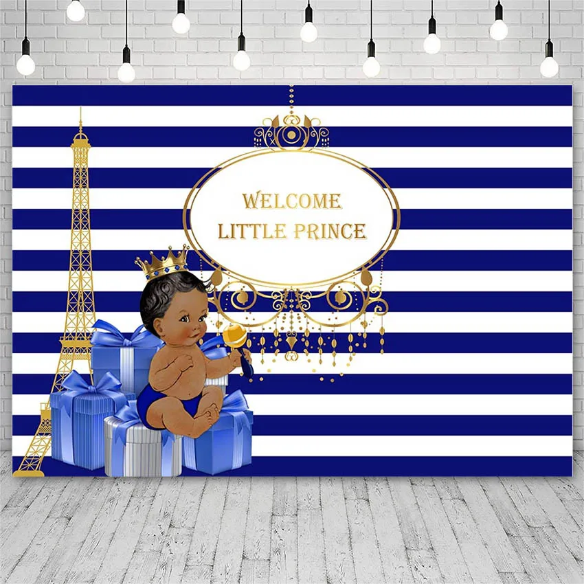 

Avezano Photography Backdrop Baby Shower Little Prince Stripe Eiffel Tower Royal Boy Background Photo Studio Photozone Photocall