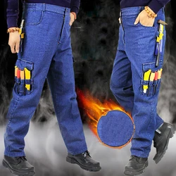 Work Clothing Jeans Trousers Cargo Thick Pants Flame Retardant Anti-scalding Welding Suit Repair Multi Pocket Durable Trousers