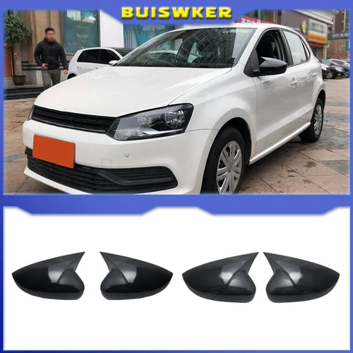 Imagen 1 del producto 2 uds para Volkswagen VW Polo MK5 6R 6C 2009-2017 ABS tapas de cubierta de espejo retrovisor lateral embellecedor de carcasa estilo bocina de buey Exterior